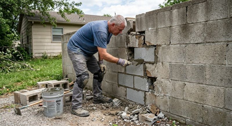 Cinder Block Wall Repair in Fowler, MI