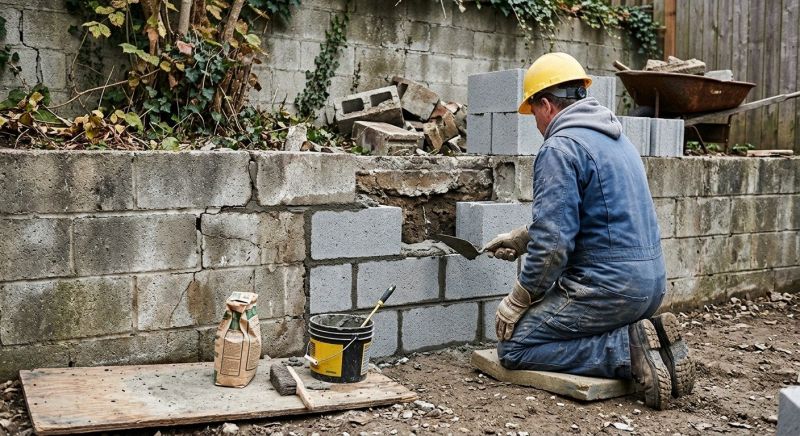 Cinder Block Wall Repair in Fowler, MI