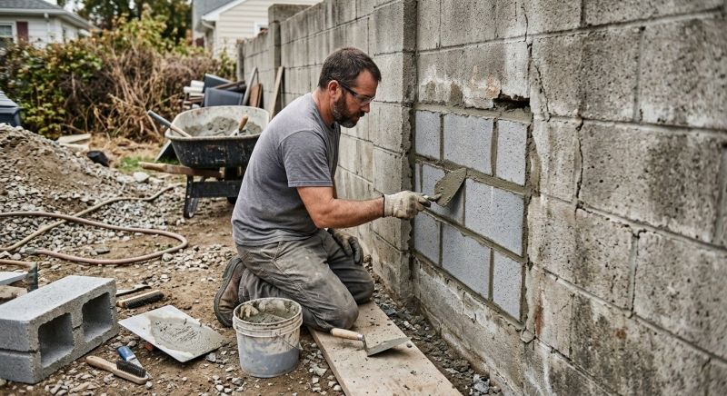 Cinder Block Wall Repair in Okemos, MI