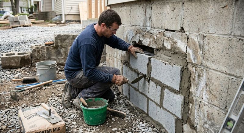 Concrete Block Wall Repair in Lansing, MI