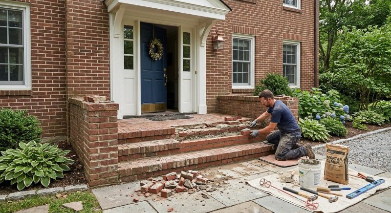 Entryway Brick Repair in Lansing, MI